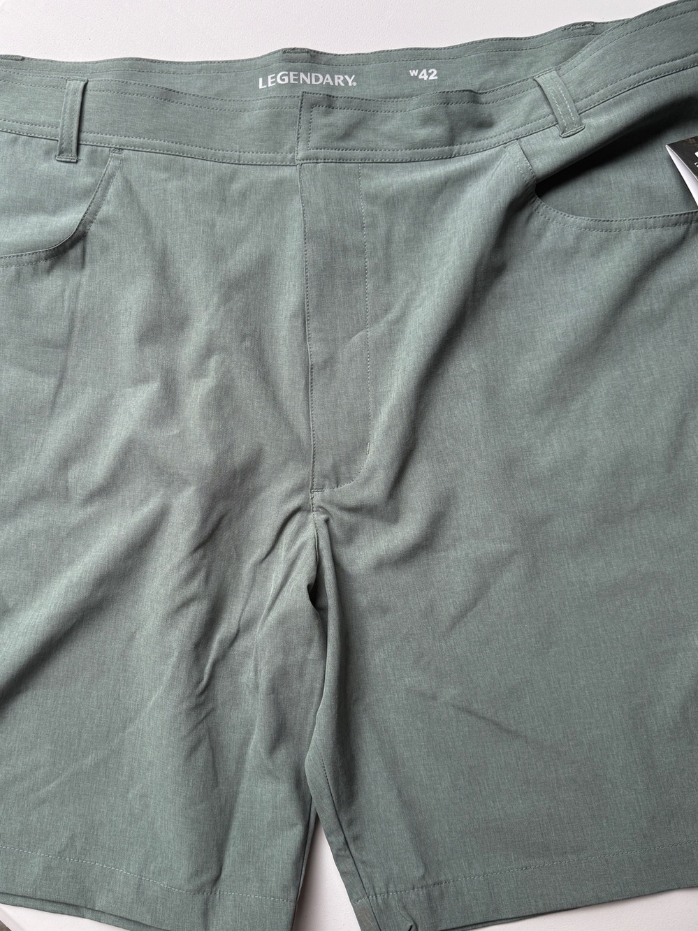 Legendary Whitetails Sage Green Flat-Front Men's Shorts Water activated pattern